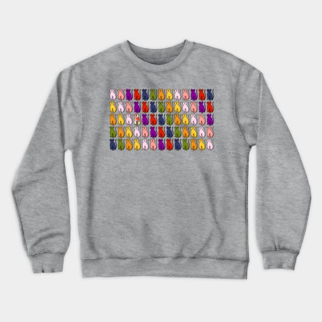 Clowder of Cats in Rainbow Colors Crewneck Sweatshirt by ellenhenryart